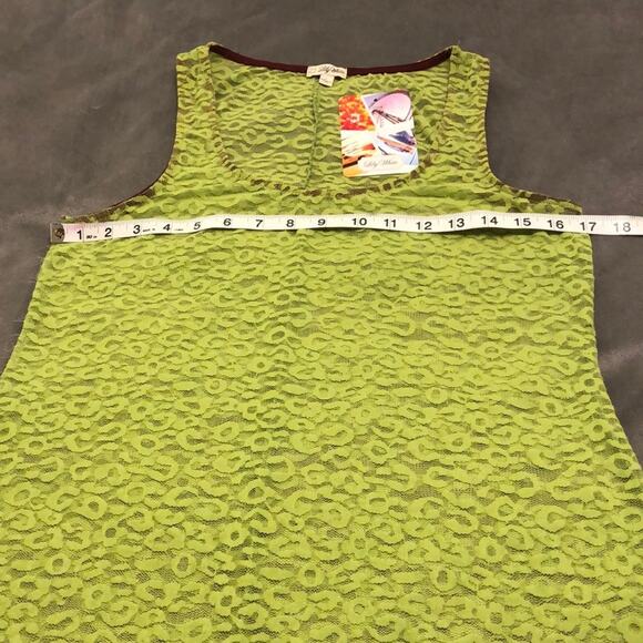 Lily White Green stretch lace Tunic Top Size Large Y2K - Picture 5 of 8